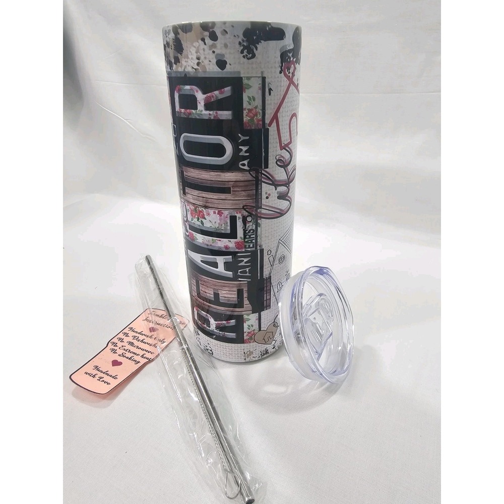 Realtor Life Skinny 20oz Tumbler With Lid Straw Sale Fun Keys‎ Home Buying Cup